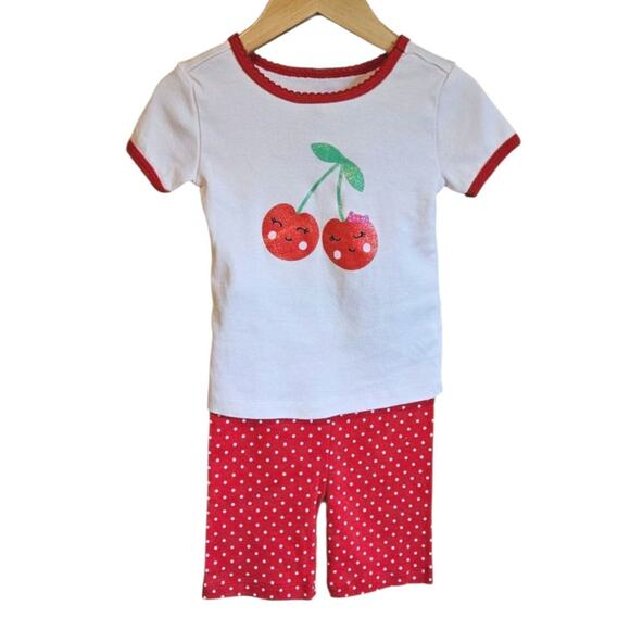 LIKE NEW! 2-PACK Little Me Pajamas Cherries Red Pink Toddler Size 2T - Picture 2 of 6
